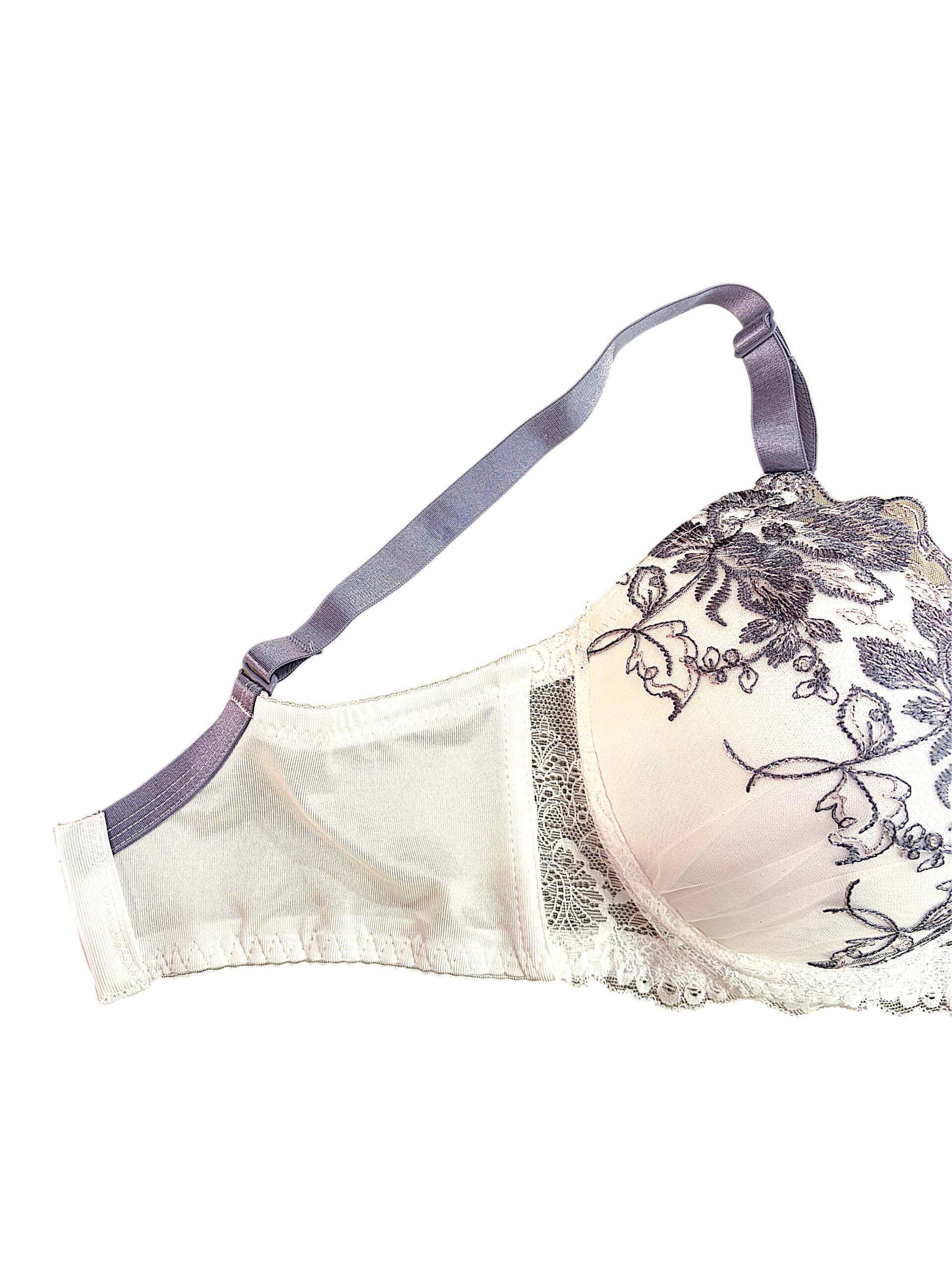 8000203 navy & white floral | fg cup lace bra & panty set