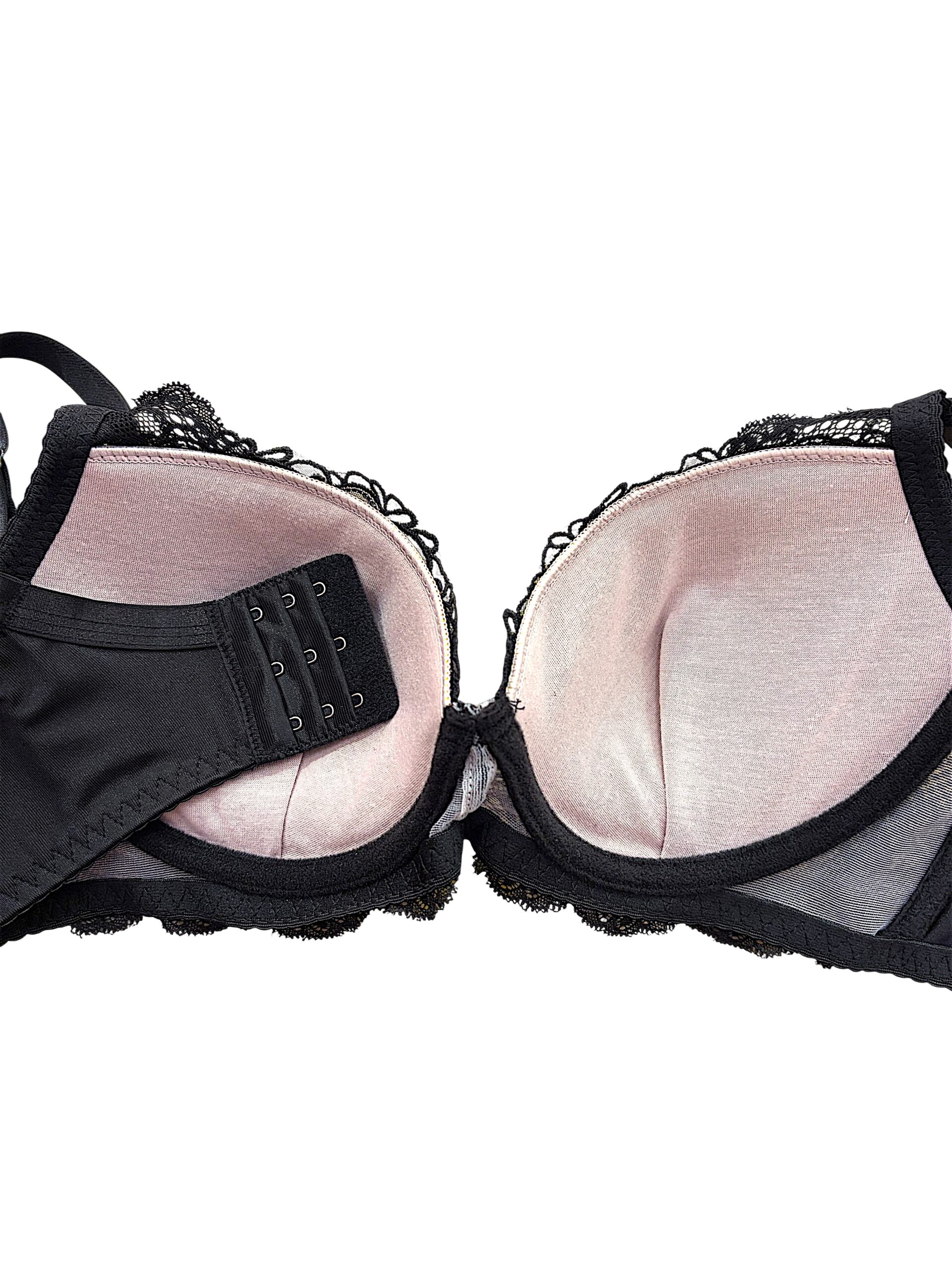 8000301 pink & black floral | dd cup lace bra & panty set