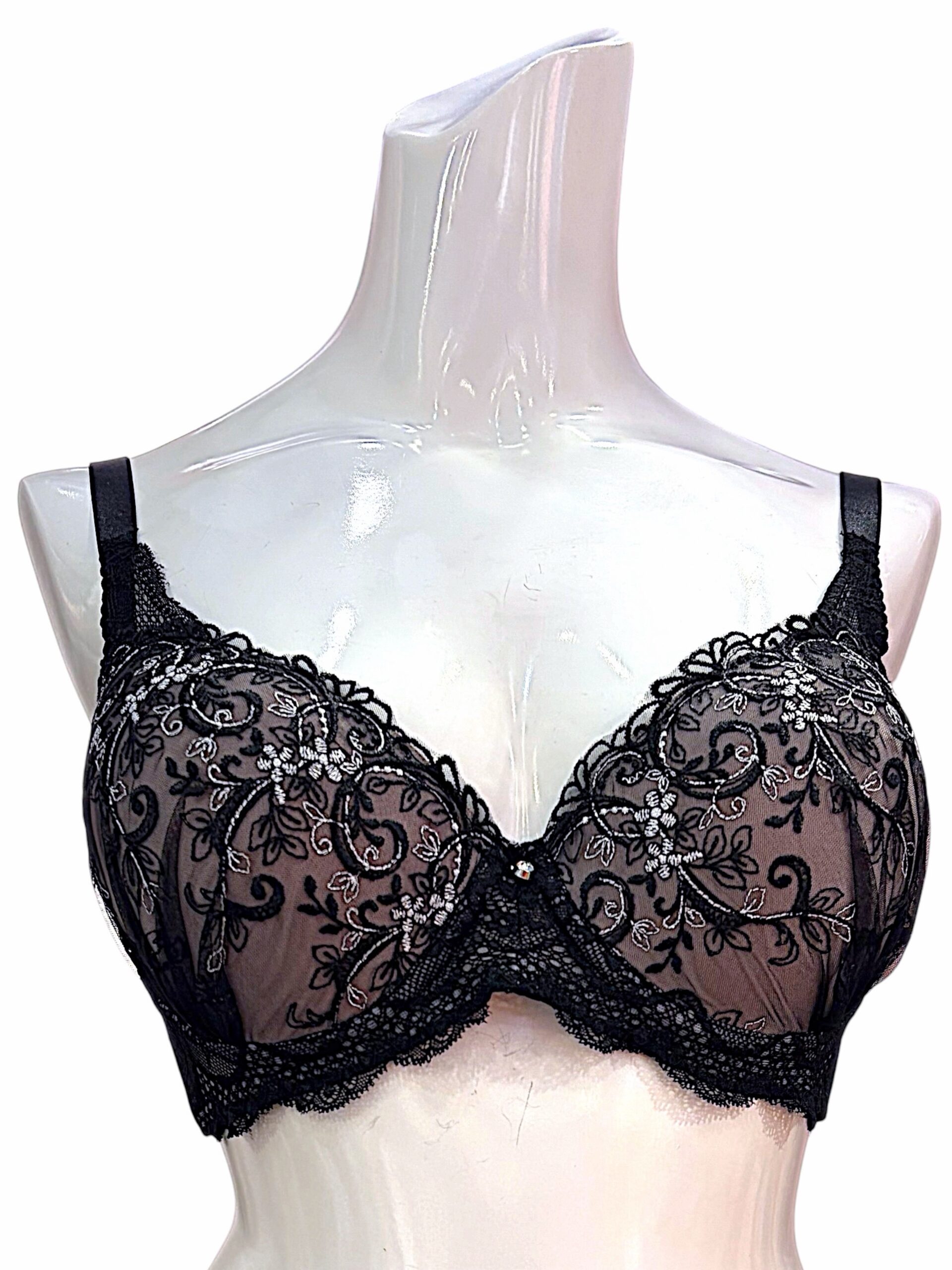 8000301 pink & black floral | dd cup lace bra & panty set