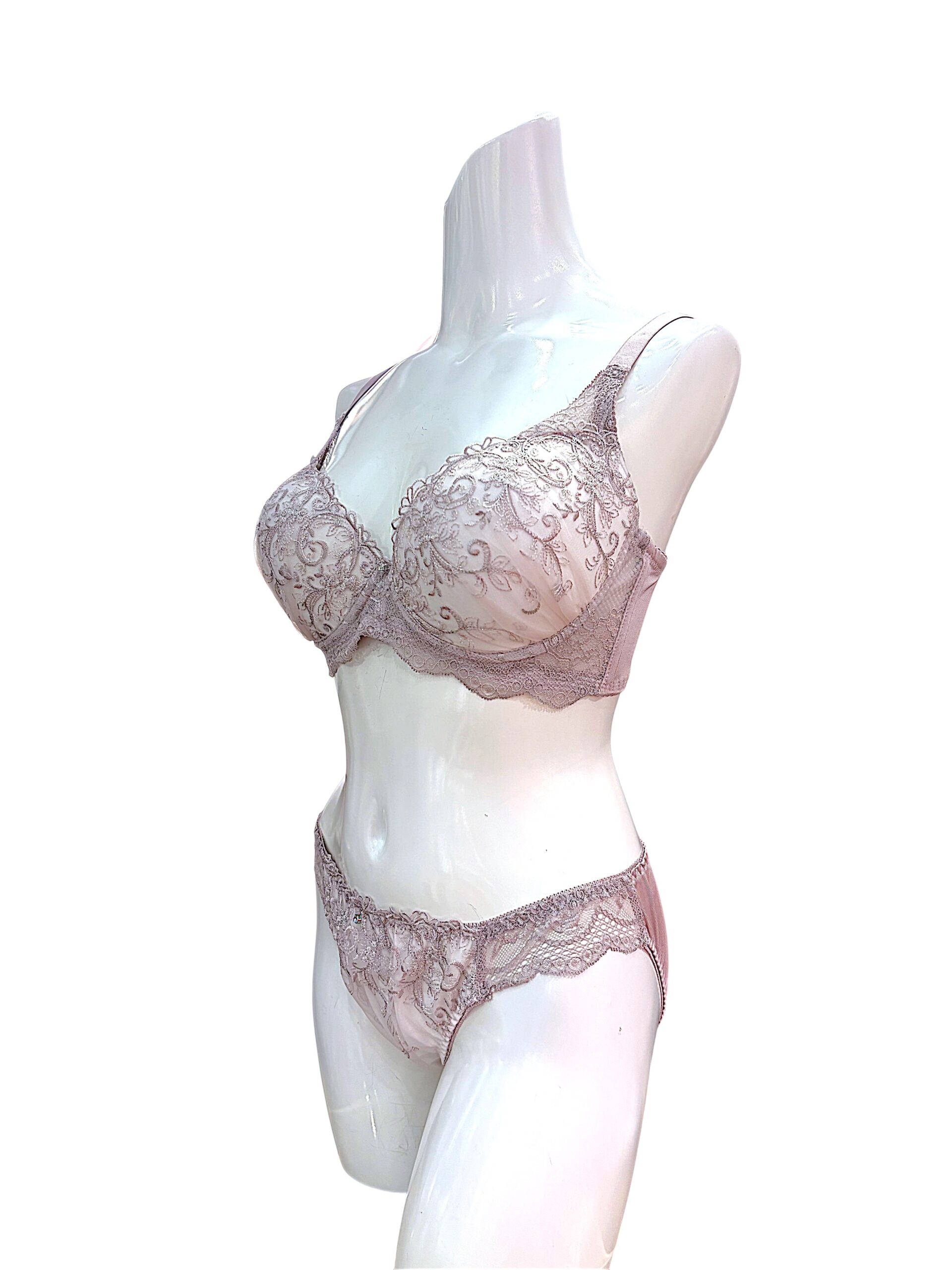 8000301 pink & black floral | dd cup lace bra & panty set