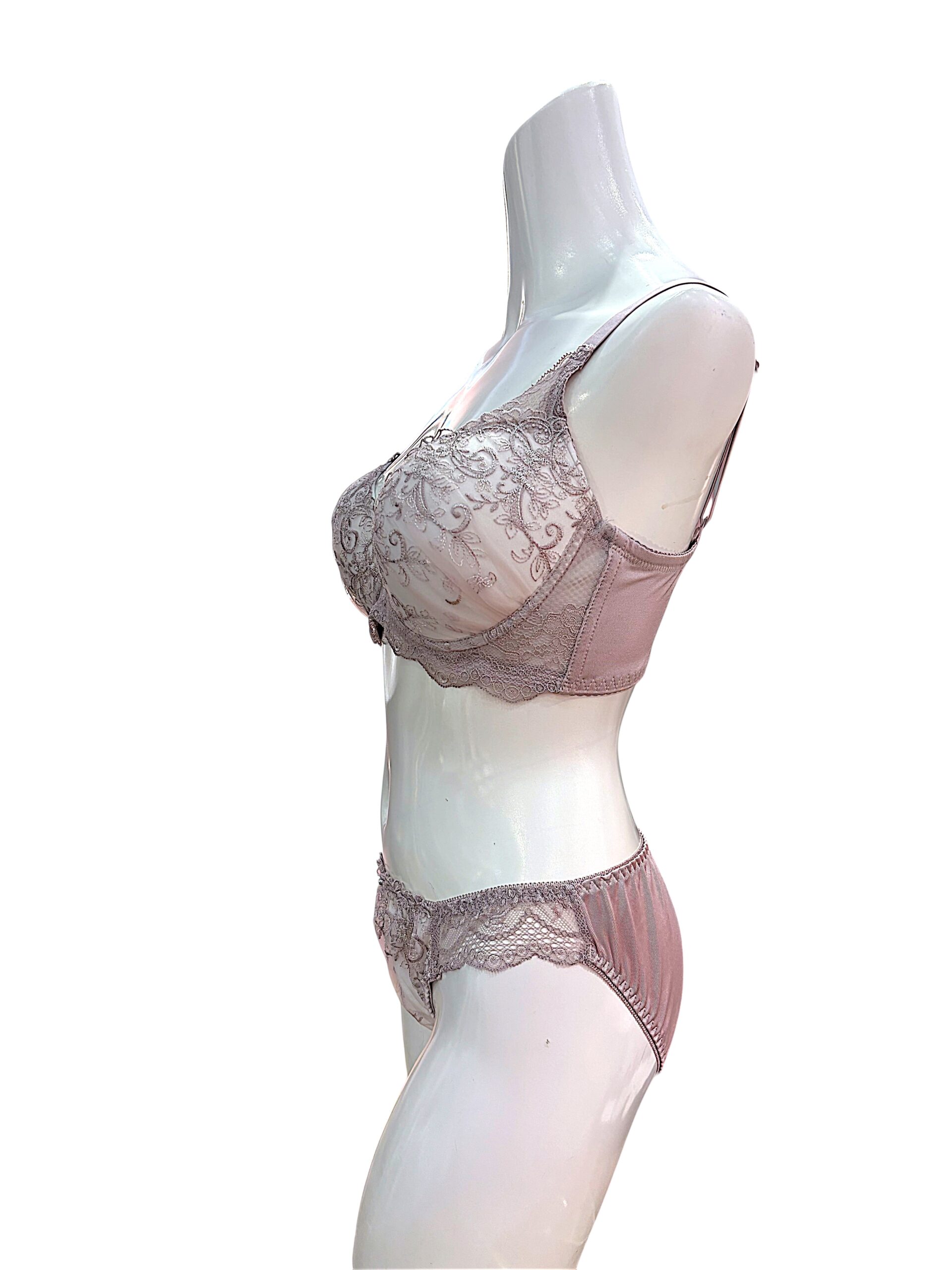 8000301 pink & black floral | dd cup lace bra & panty set