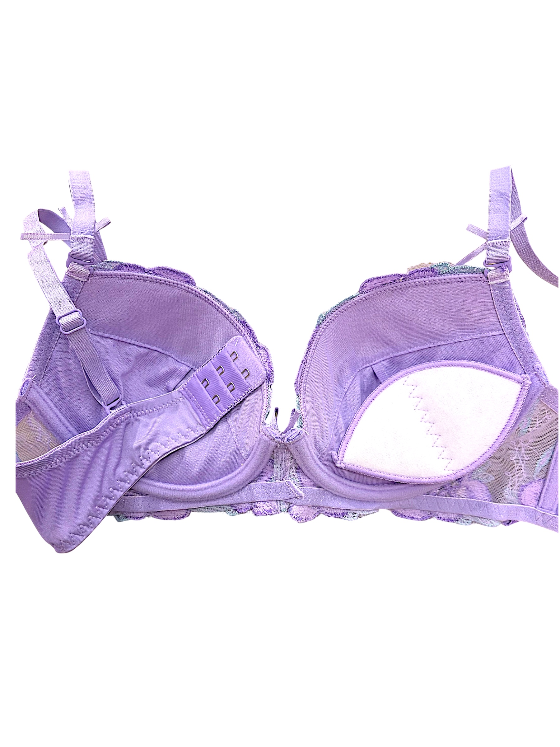5009 Purple & White Floral Lace Bra & Panty Set for Narrow Shoulders | D-DD Cup - Image 8
