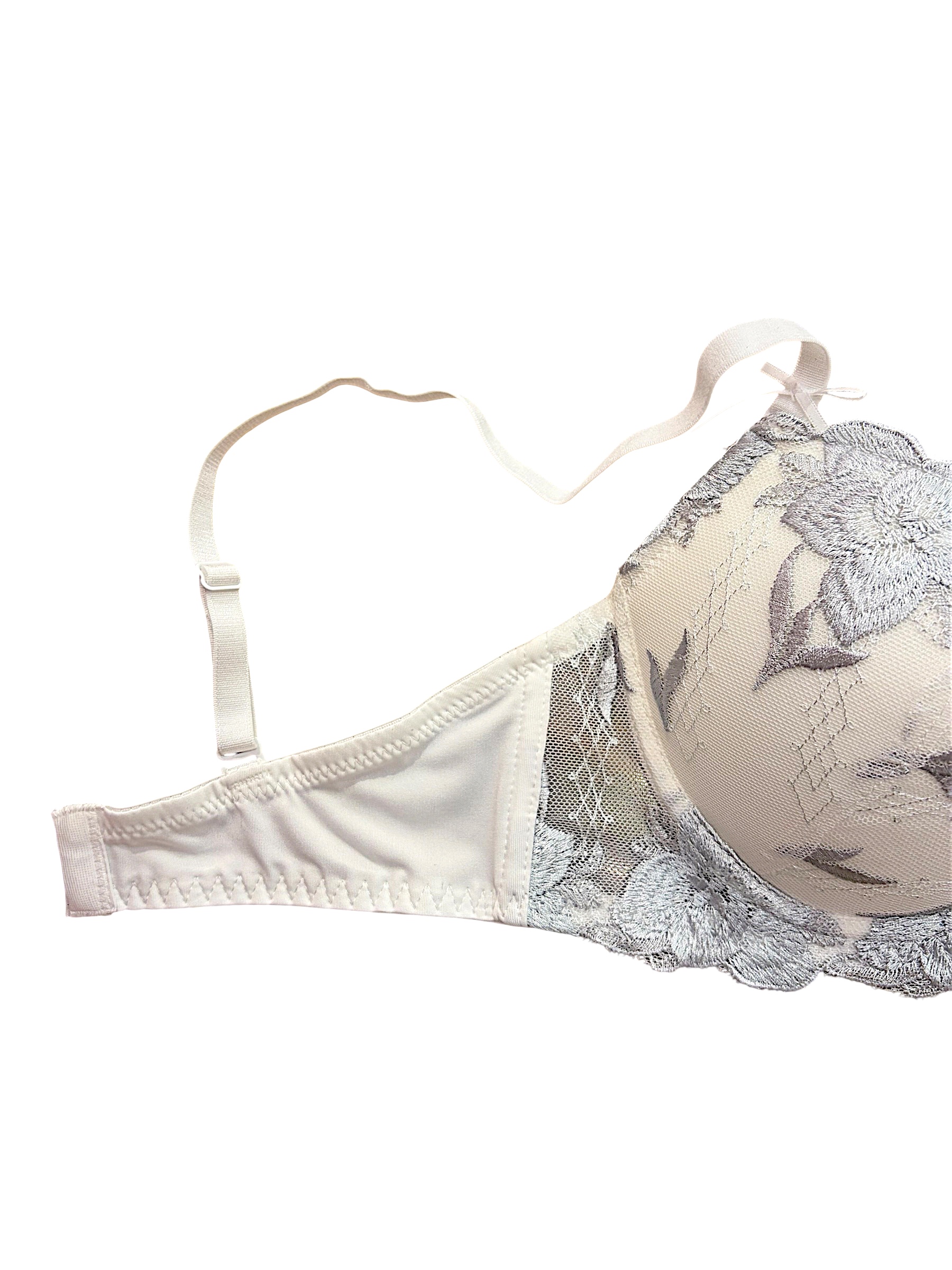 5009 Purple & White Floral Lace Bra & Panty Set for Narrow Shoulders | D-DD Cup - Image 23
