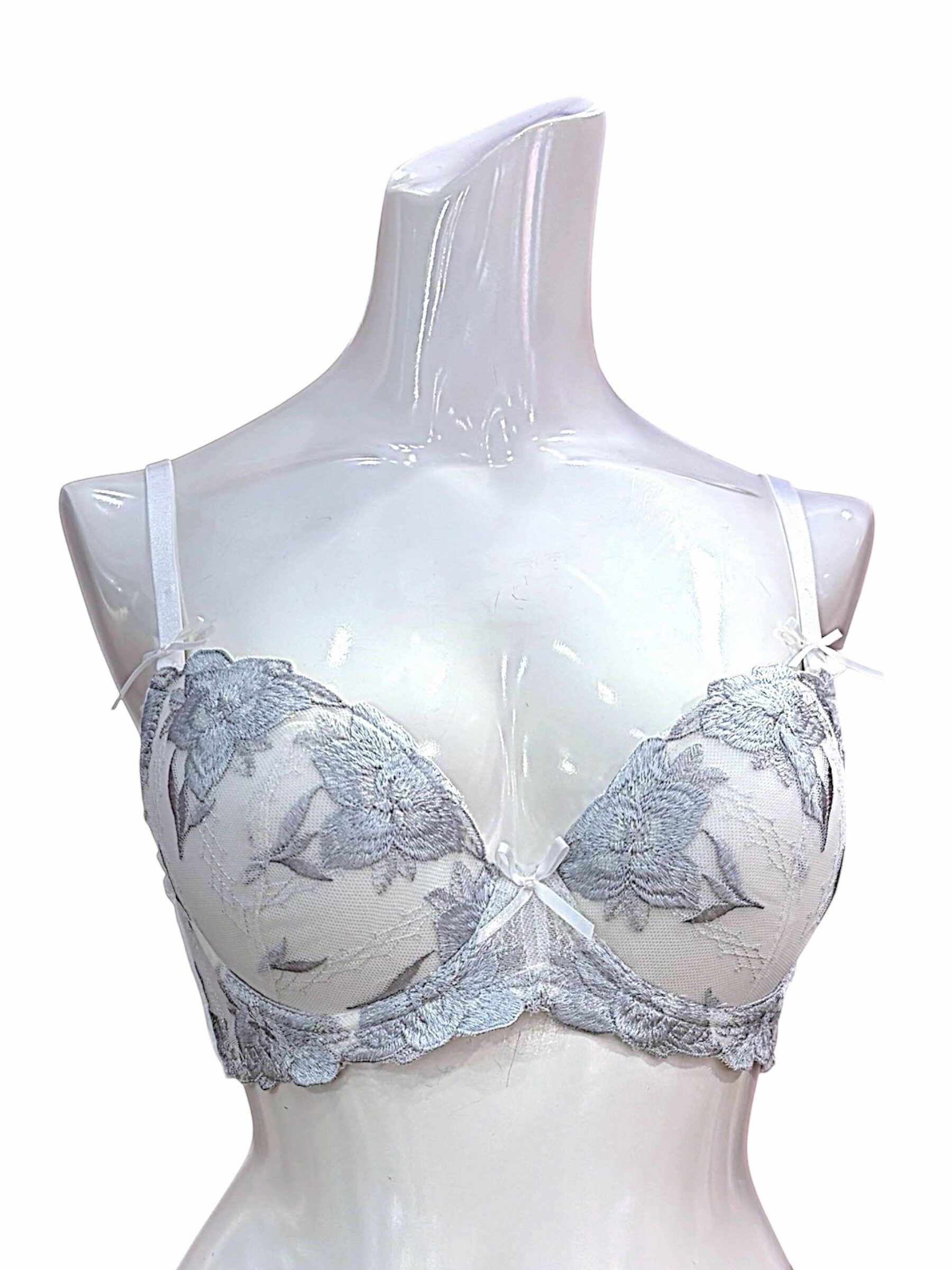 5009 Purple & White Floral Lace Bra & Panty Set for Narrow Shoulders | D-DD Cup - Image 26