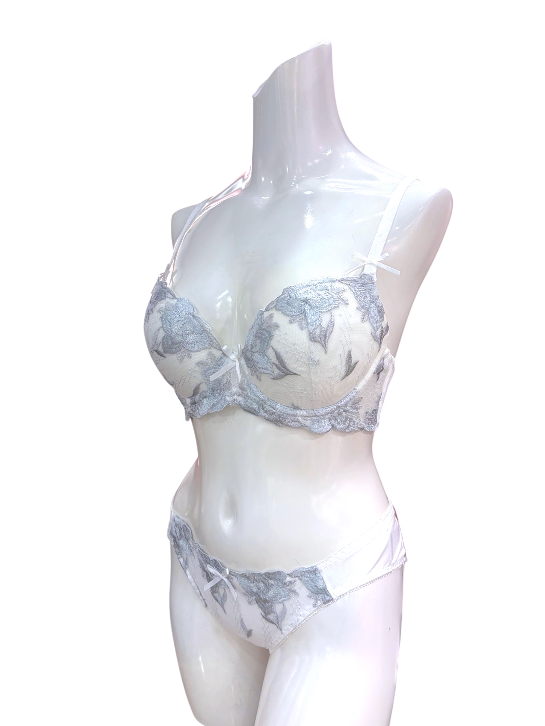 5009 Purple & White Floral Lace Bra & Panty Set for Narrow Shoulders | D-DD Cup - Image 27