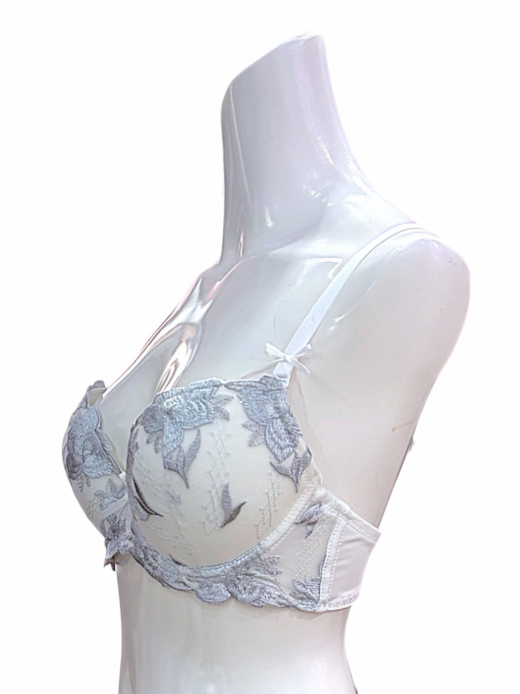 5009 Purple & White Floral Lace Bra & Panty Set for Narrow Shoulders | D-DD Cup - Image 29