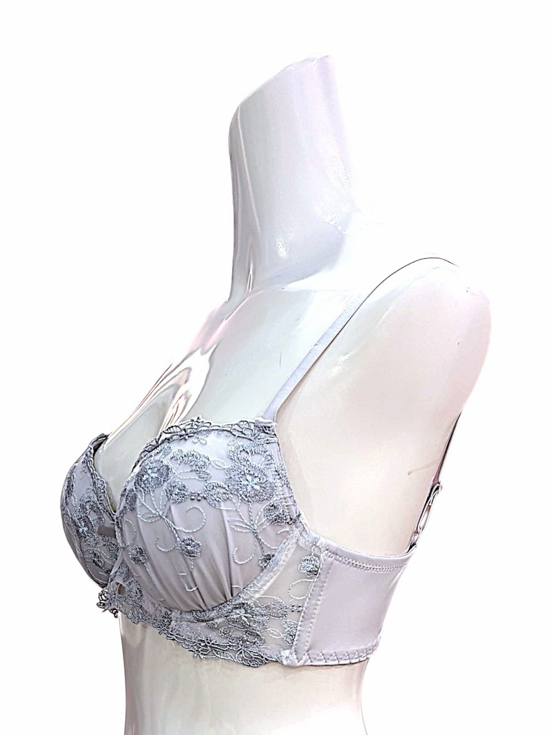 76990 Pink & Gray Floral Lace Bra & Panty Set for Small Band Frames | ABC Cup - Image 20