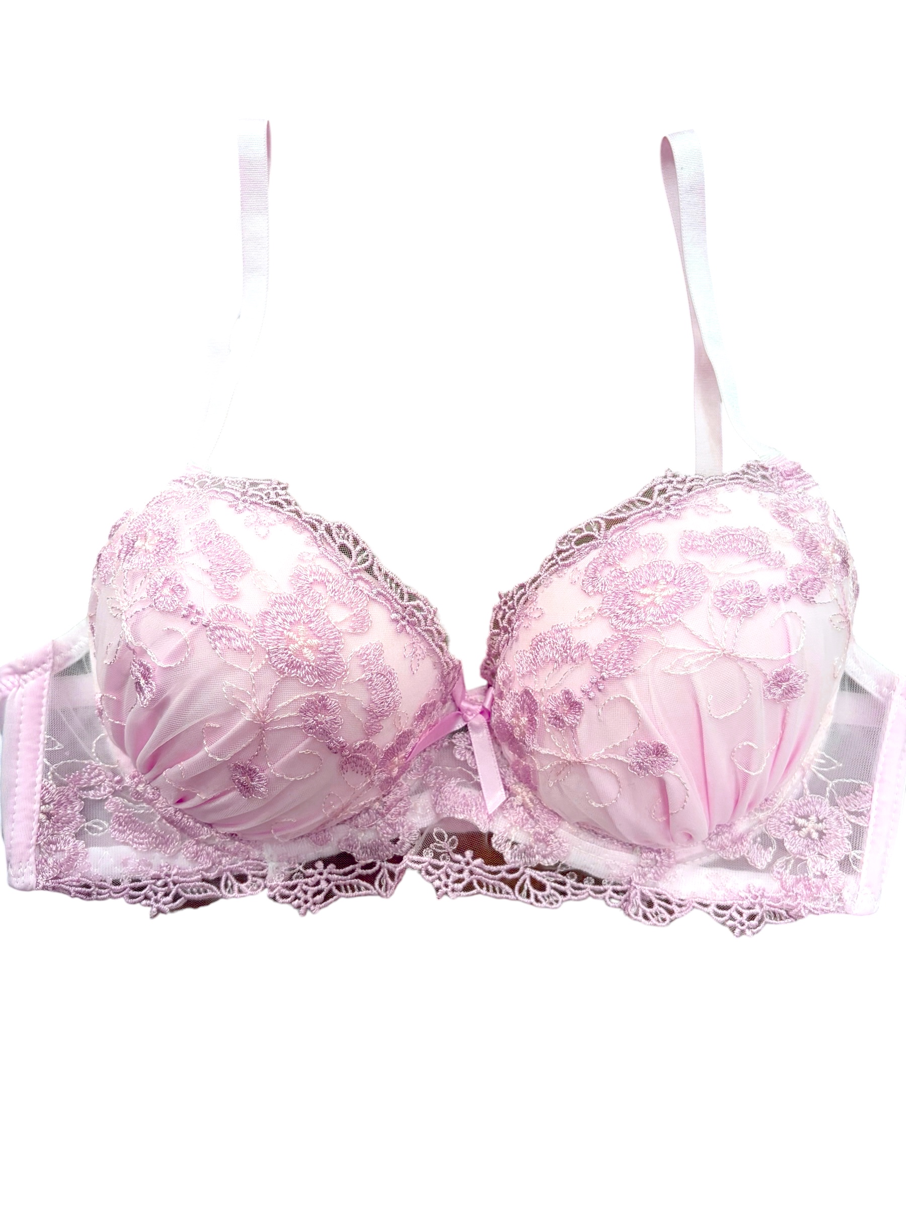 76990 Pink & Gray Floral Lace Bra & Panty Set for Small Band Frames | ABC Cup - Image 24