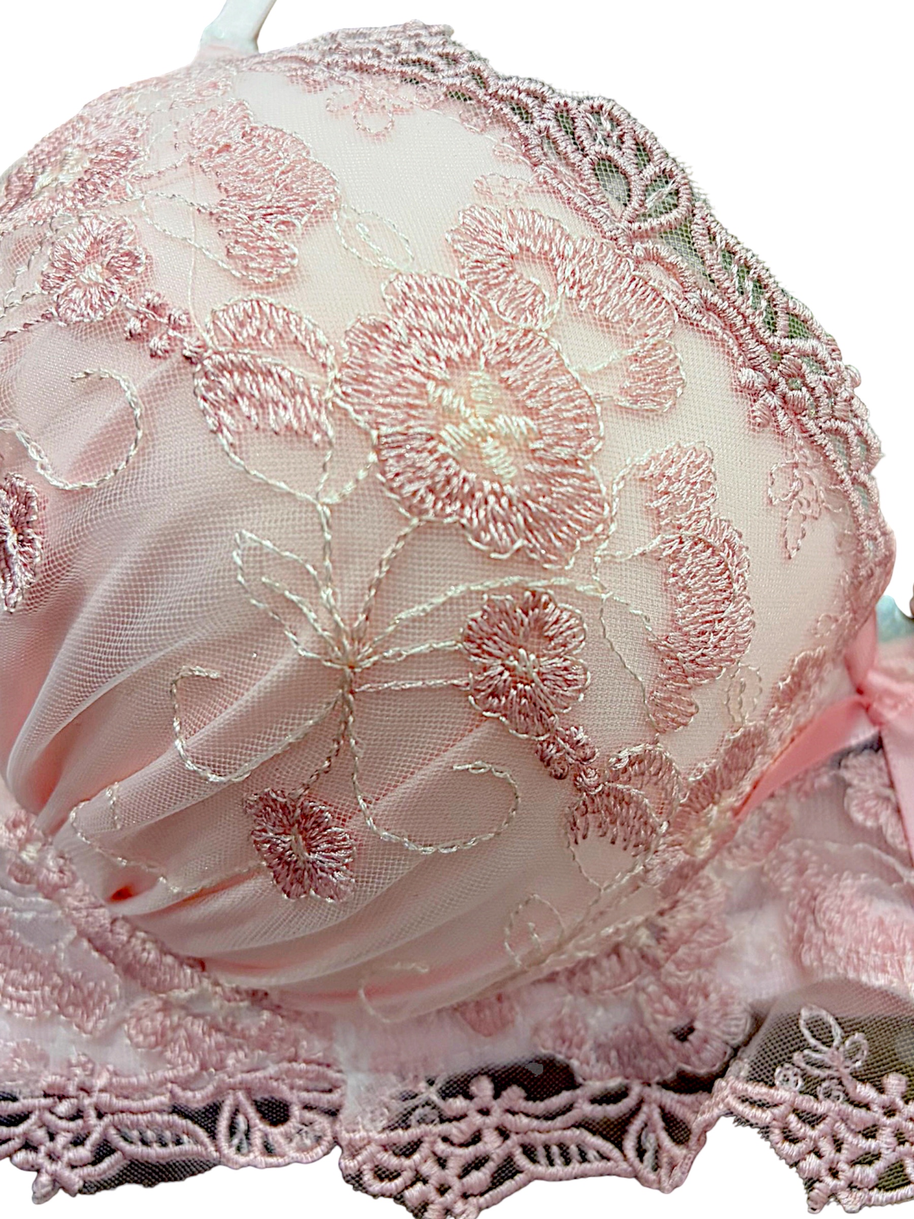 76990 Pink & Gray Floral Lace Bra & Panty Set for Small Band Frames | ABC Cup - Image 25