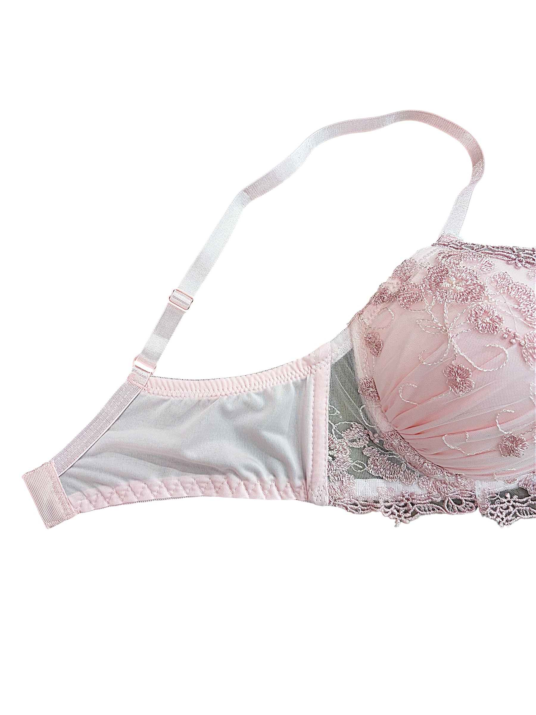 76990 Pink & Gray Floral Lace Bra & Panty Set for Small Band Frames | ABC Cup - Image 27