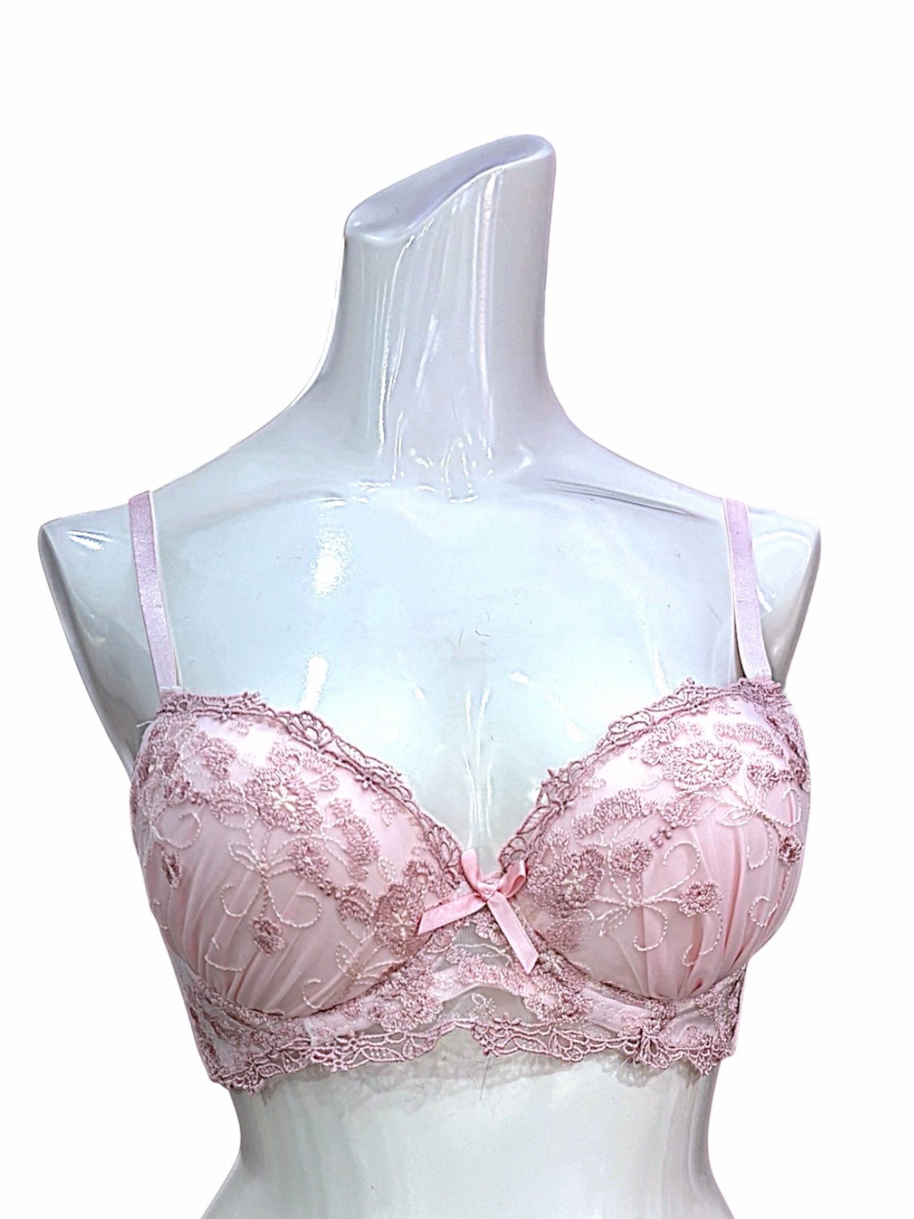 76990 Pink & Gray Floral Lace Bra & Panty Set for Small Band Frames | ABC Cup - Image 29
