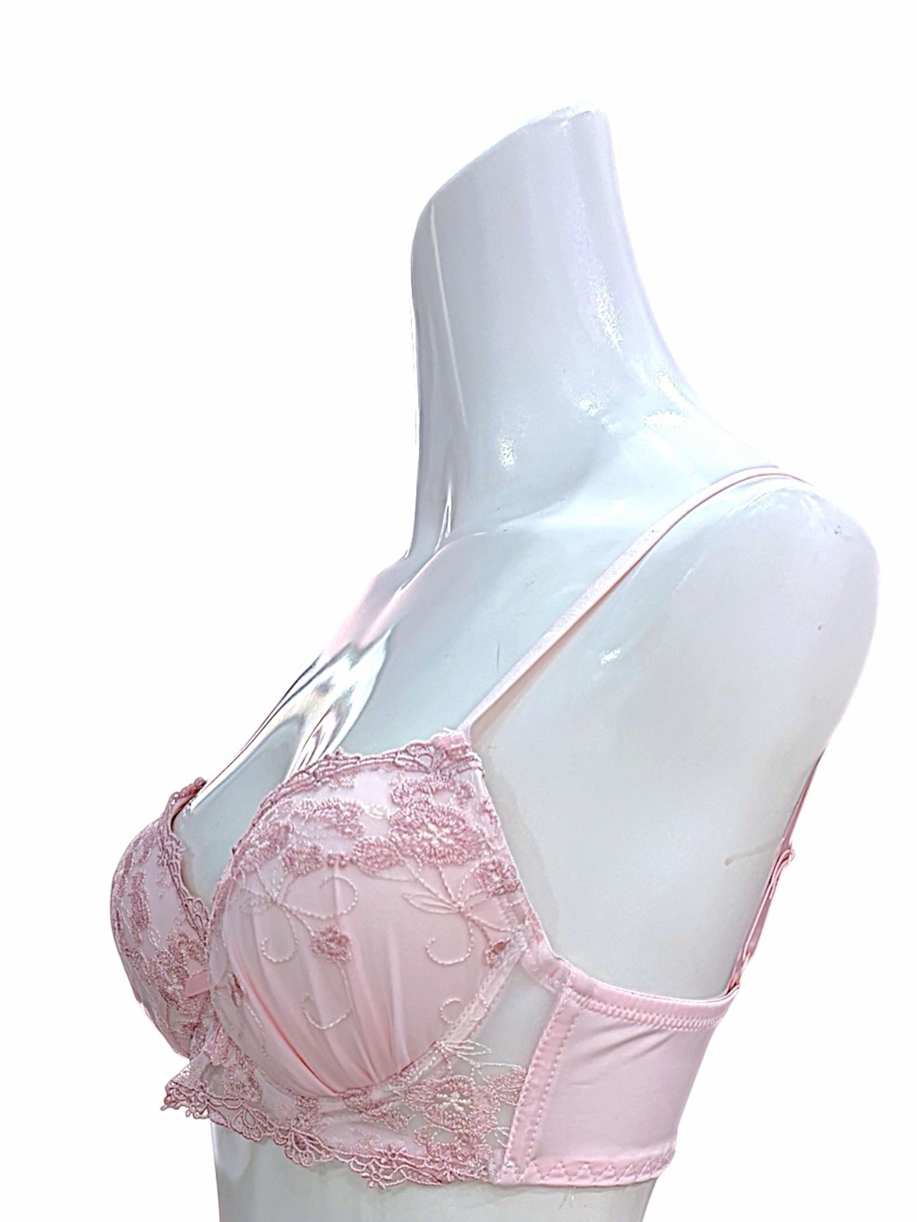76990 Pink & Gray Floral Lace Bra & Panty Set for Small Band Frames | ABC Cup - Image 34