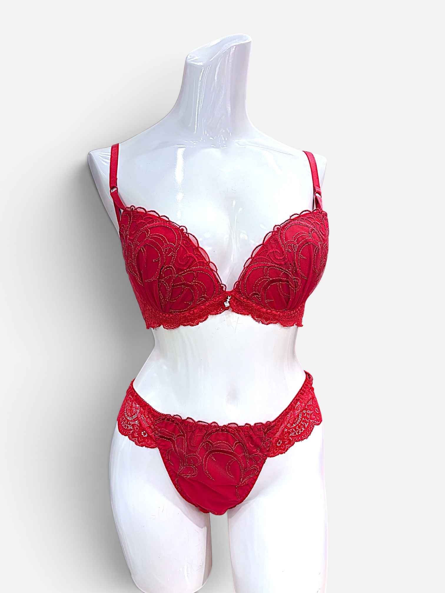 White / Black / Red | D-DD cup Lace Bra & Panty Set - Image 45