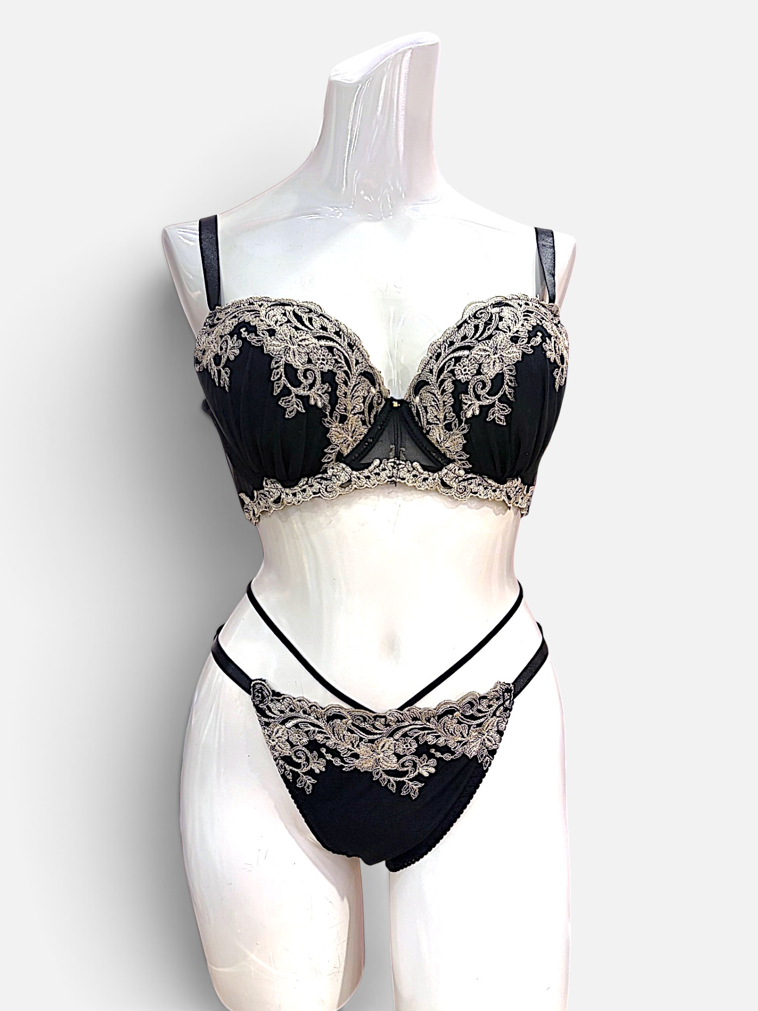 Black & White Lace Bra & Panty Set | D-DD Cup - Image 29