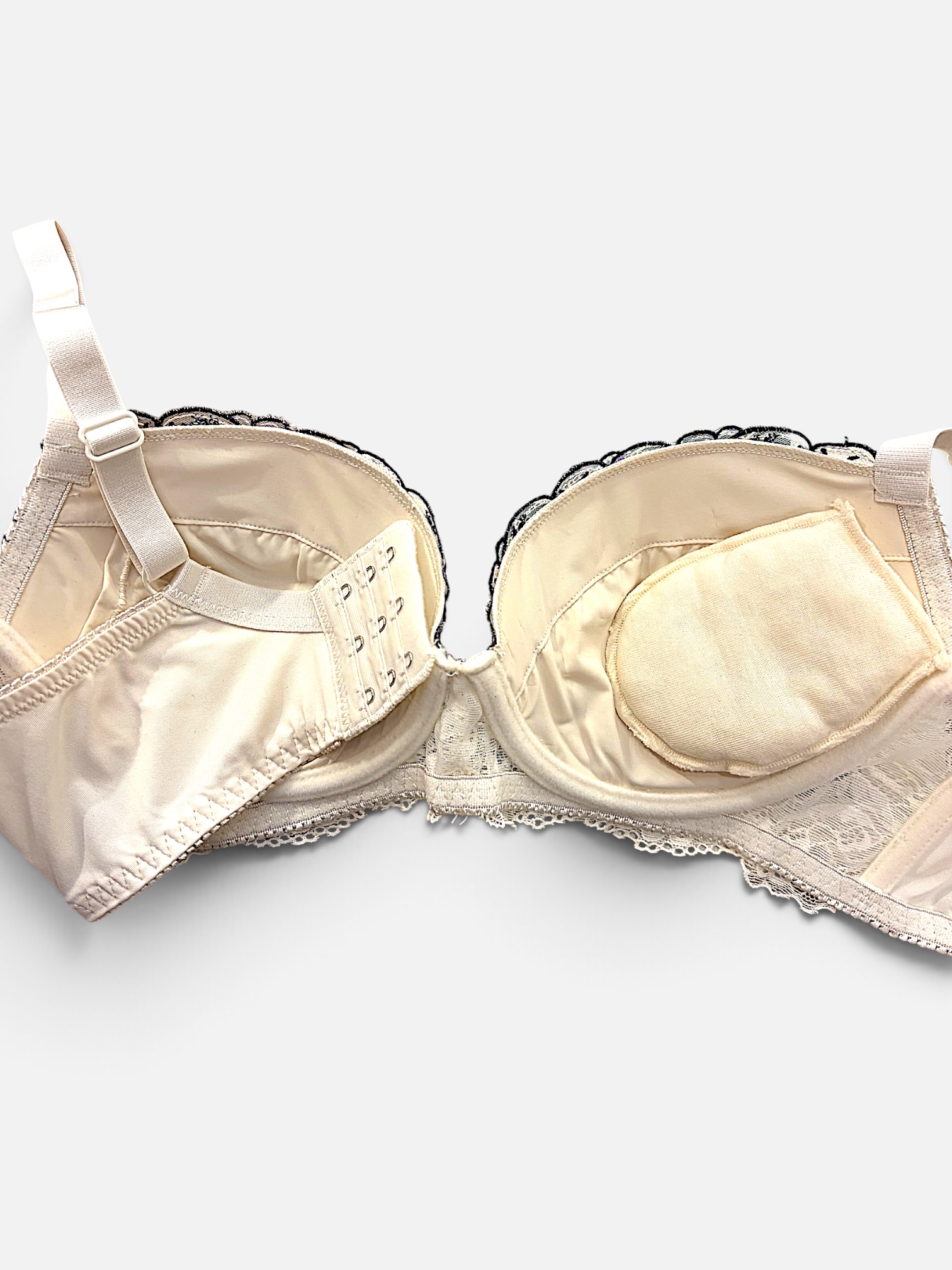 A–C Cup | Ivory & Black Floral Embroidered Lace Bra & Panty Set for Small Band - Image 23
