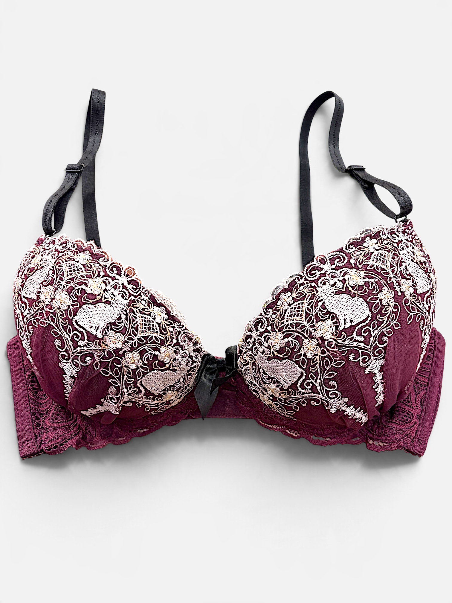 A–C Cup | Gray & Purple Lace Bra & Panty Set for Small Band - Image 31