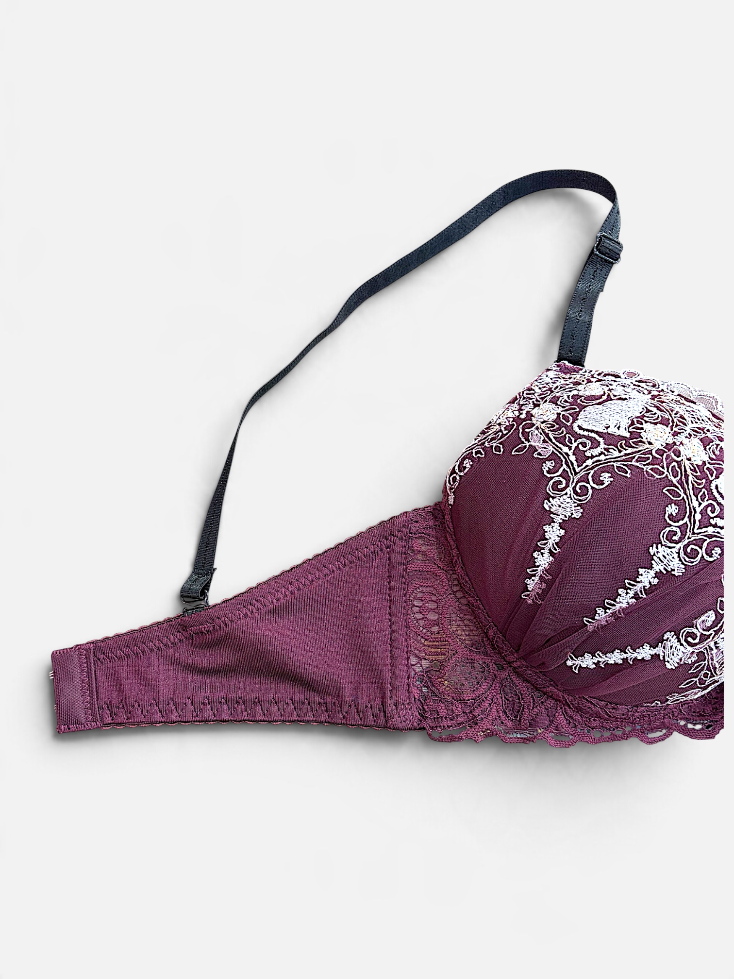 A–C Cup | Gray & Purple Lace Bra & Panty Set for Small Band - Image 28