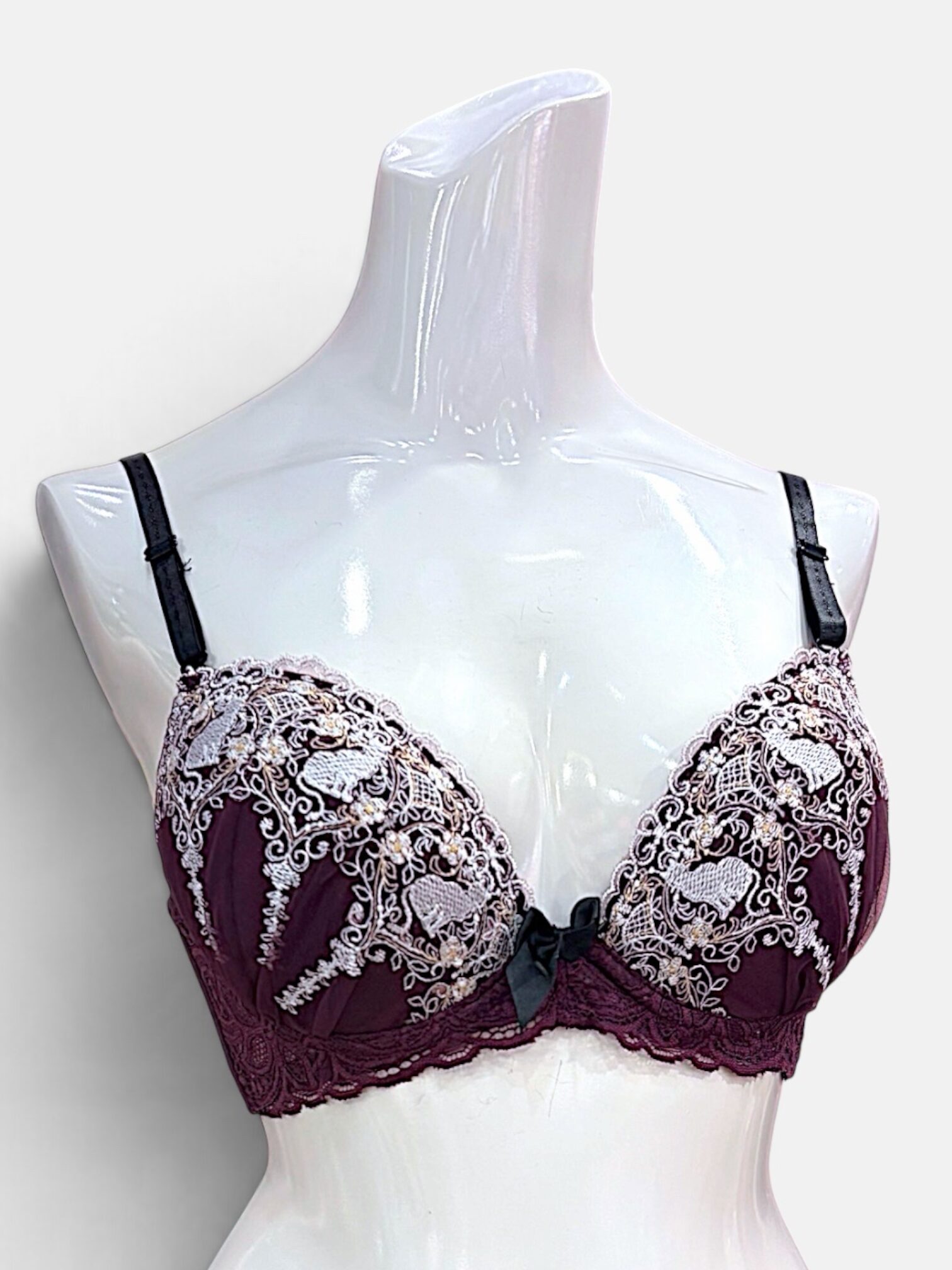 A–C Cup | Gray & Purple Lace Bra & Panty Set for Small Band - Image 26
