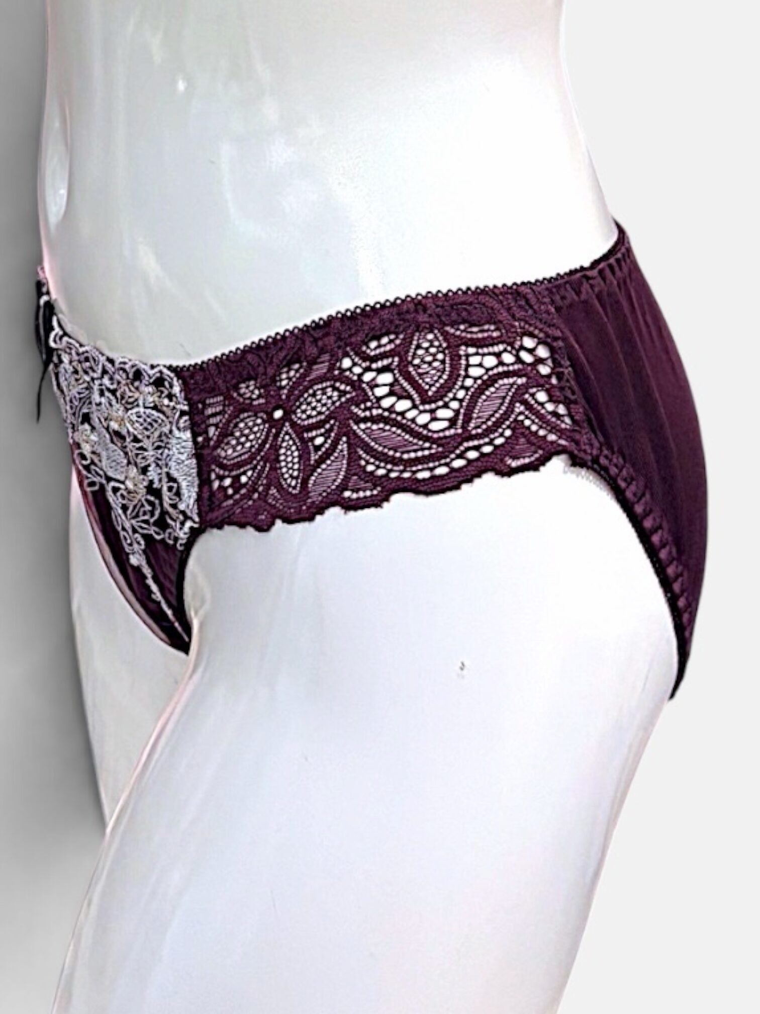 A–C Cup | Gray & Purple Lace Bra & Panty Set for Small Band - Image 23