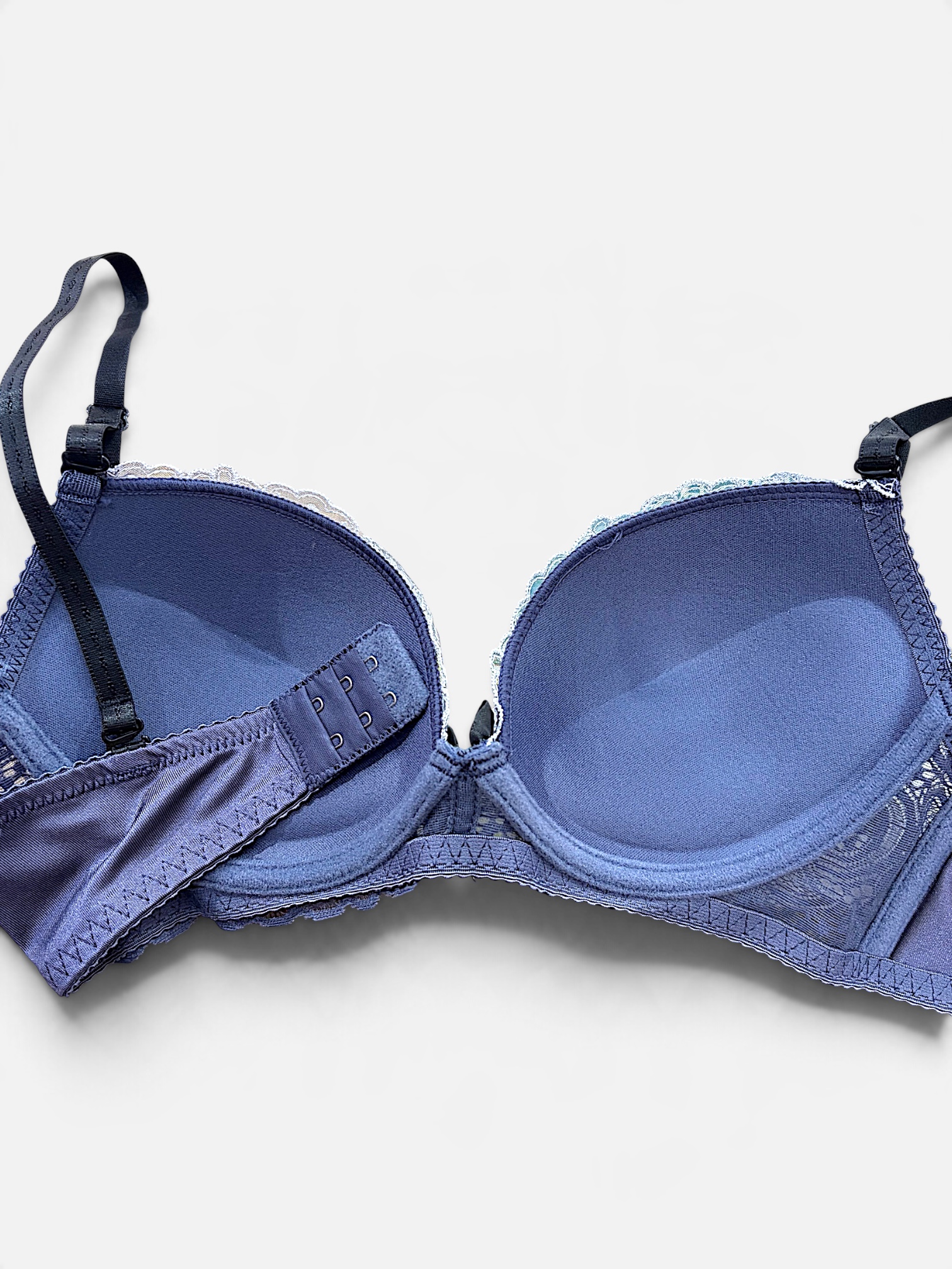 A–C Cup | Gray & Purple Lace Bra & Panty Set for Small Band - Image 16