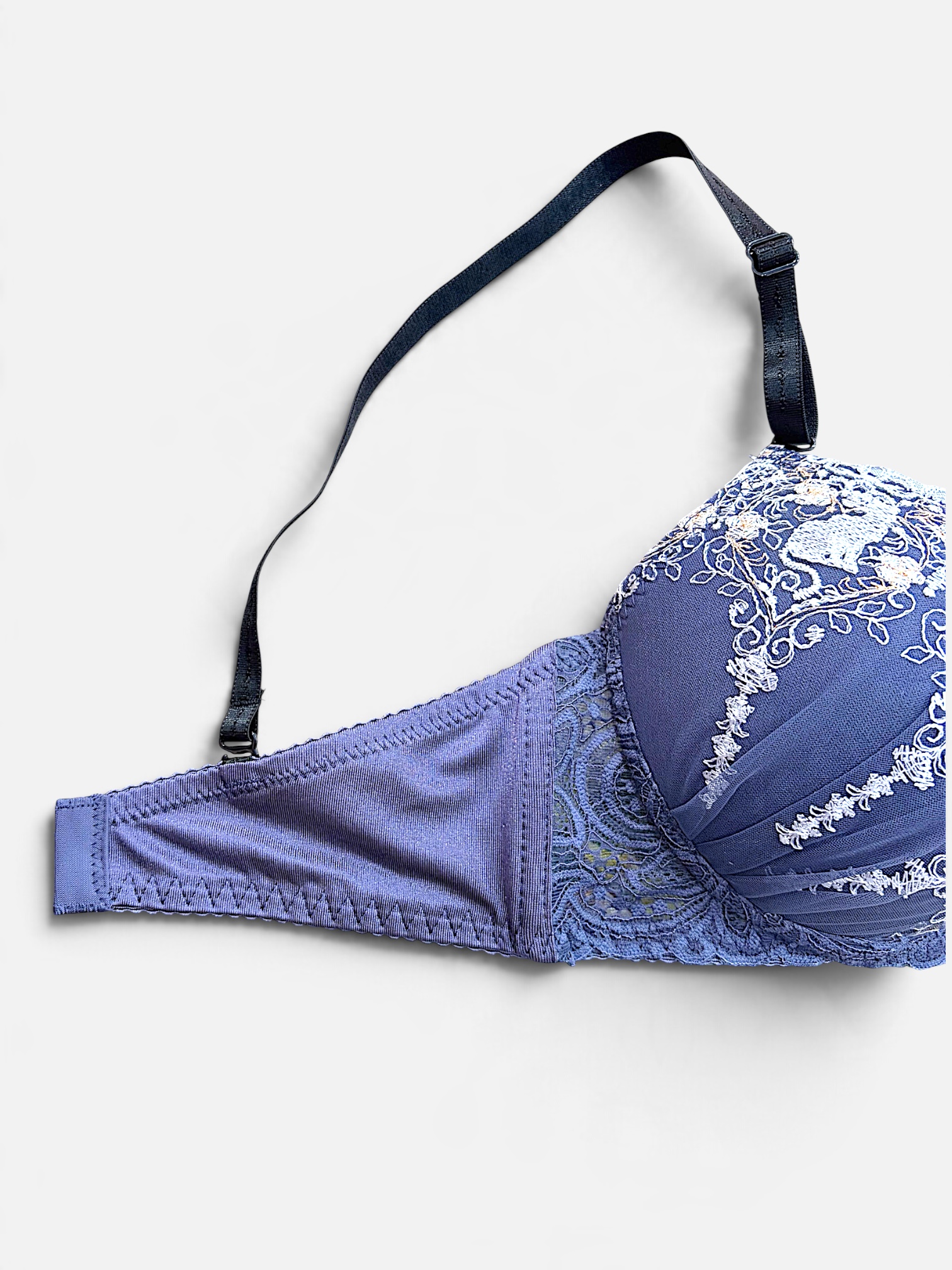 A–C Cup | Gray & Purple Lace Bra & Panty Set for Small Band - Image 15