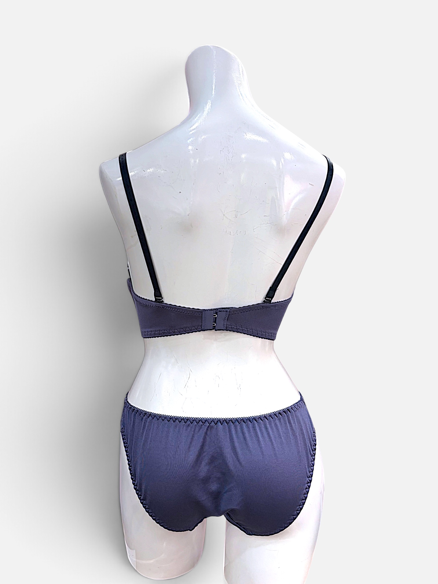 A–C Cup | Gray & Purple Lace Bra & Panty Set for Small Band - Image 8